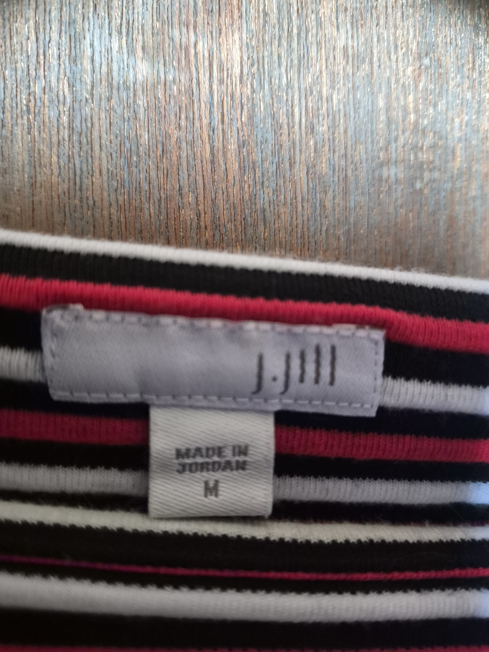 J Jill Striped Boatneck 3/4-Sleeve Top in Red, Black & White - Picture 2 of 4